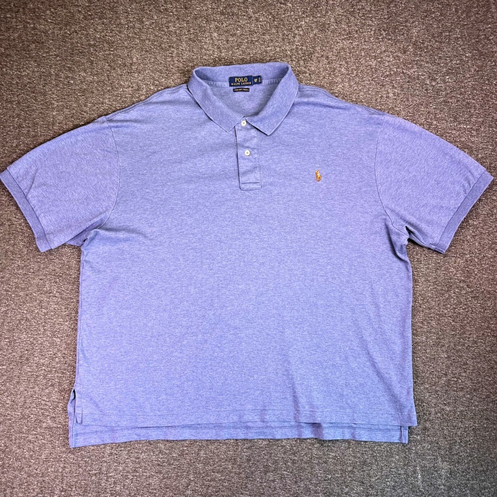 Polo Ralph Lauren Polo Shirt Mens 2XB Big Dull Blue Pima Soft Touch Classic Pony